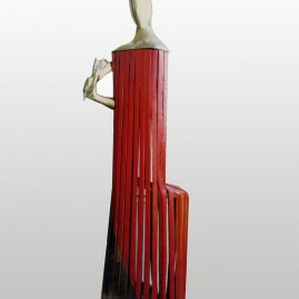 The woman with the red dress